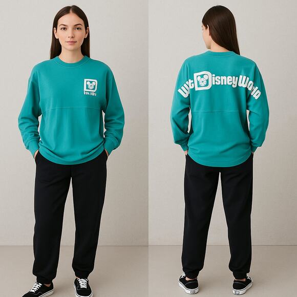 Walt Disney World Spirit Jersey Green White Logo Disney Parks Adult Size Small - Picture 1 of 16